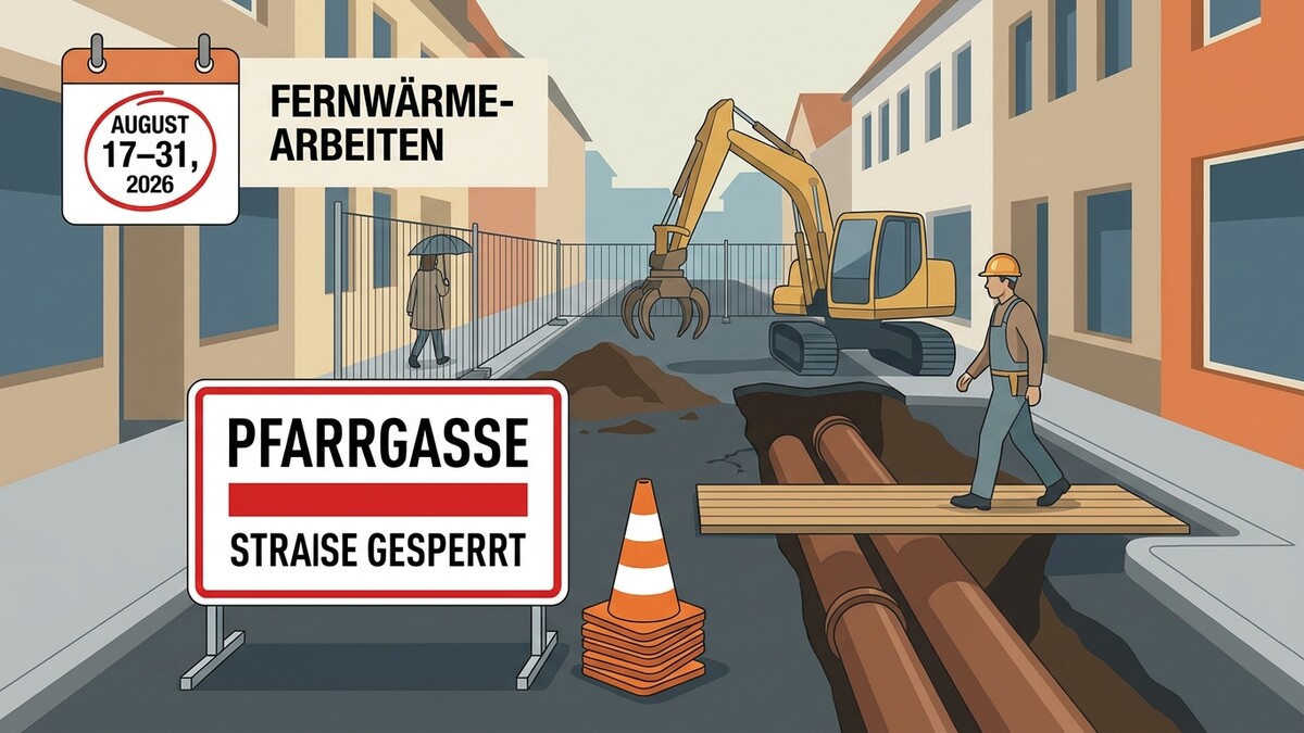 Fernwärmearbeiten in der Pfarrgasse, Straße gesperrt, August 2026