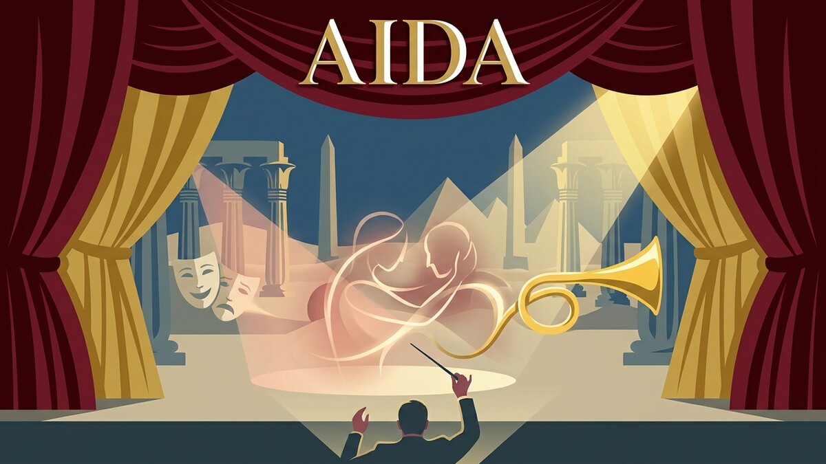 Aida Oper: Dirigent leitet Vorstellung mit antiken Kulissen und Masken