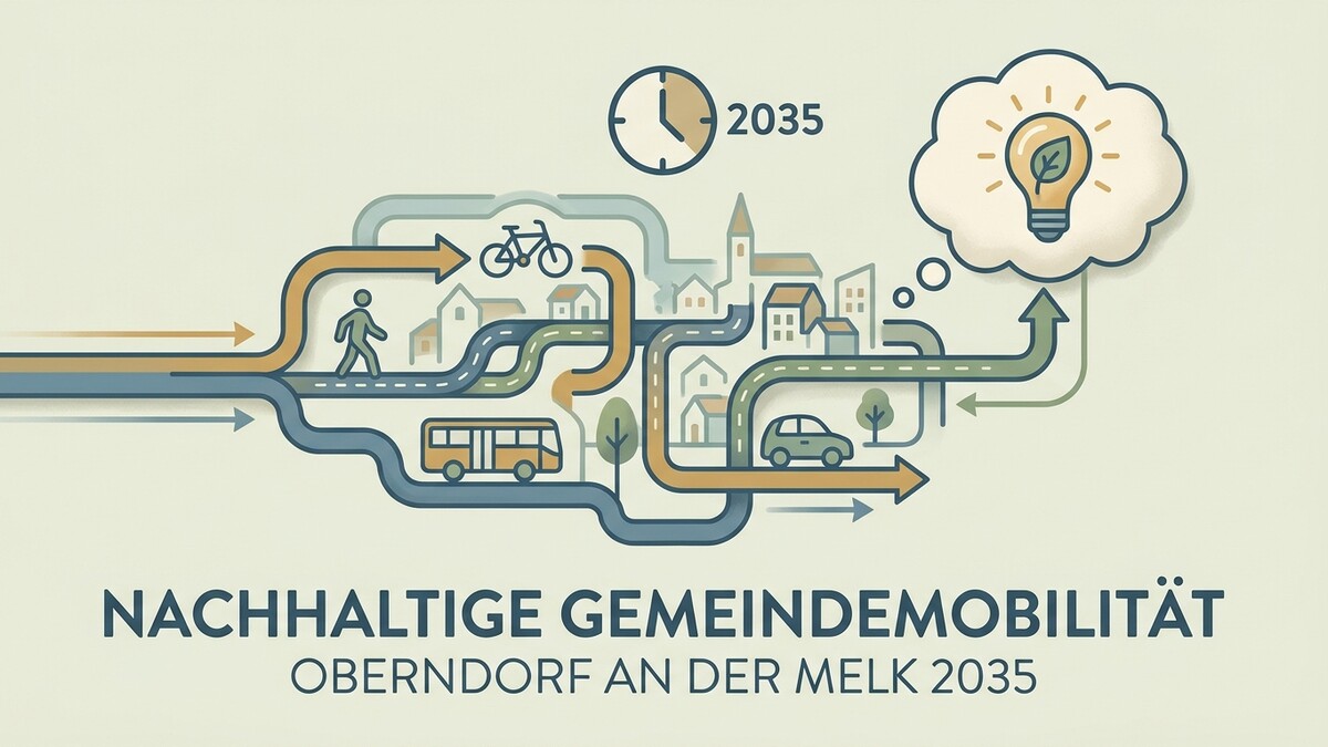 Nachhaltige Gemeindemobilität Oberndorf an der Melk 2035: Wege für Fußgänger, Radfahrer, Bus und Auto