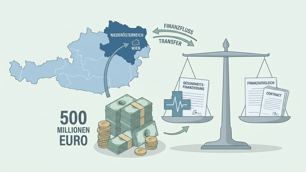 500 Millionen Euro Transfer zwischen Niederösterreich und Wien mit Waage für Finanzierung und Vertrag