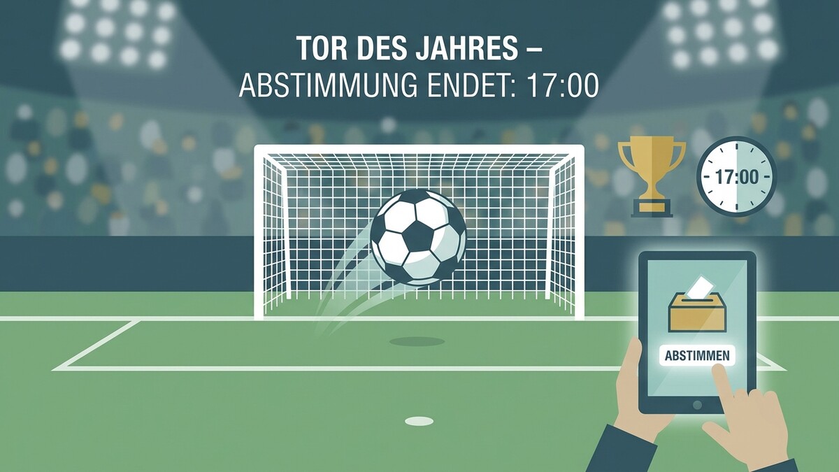 Tor des Jahres Abstimmung endet 17:00 Uhr mit Fußball, Tor, Pokal und Tablet