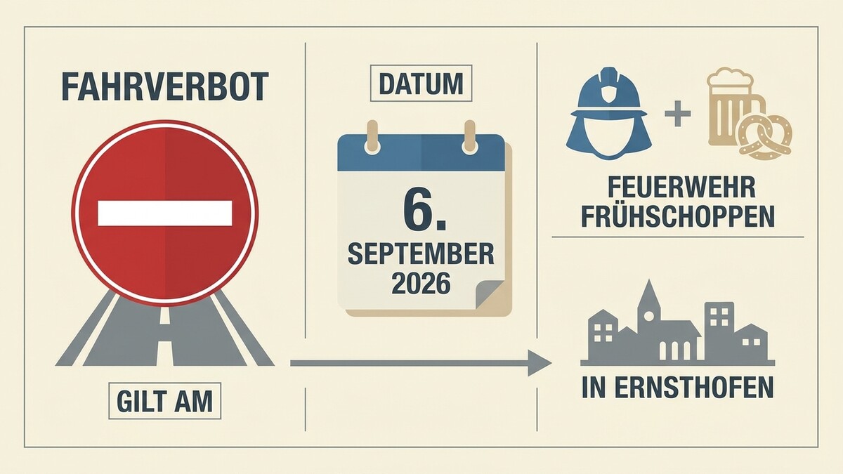 Fahrverbot am 6. September 2026 in Ernsthofen wegen Feuerwehrfrühschoppen
