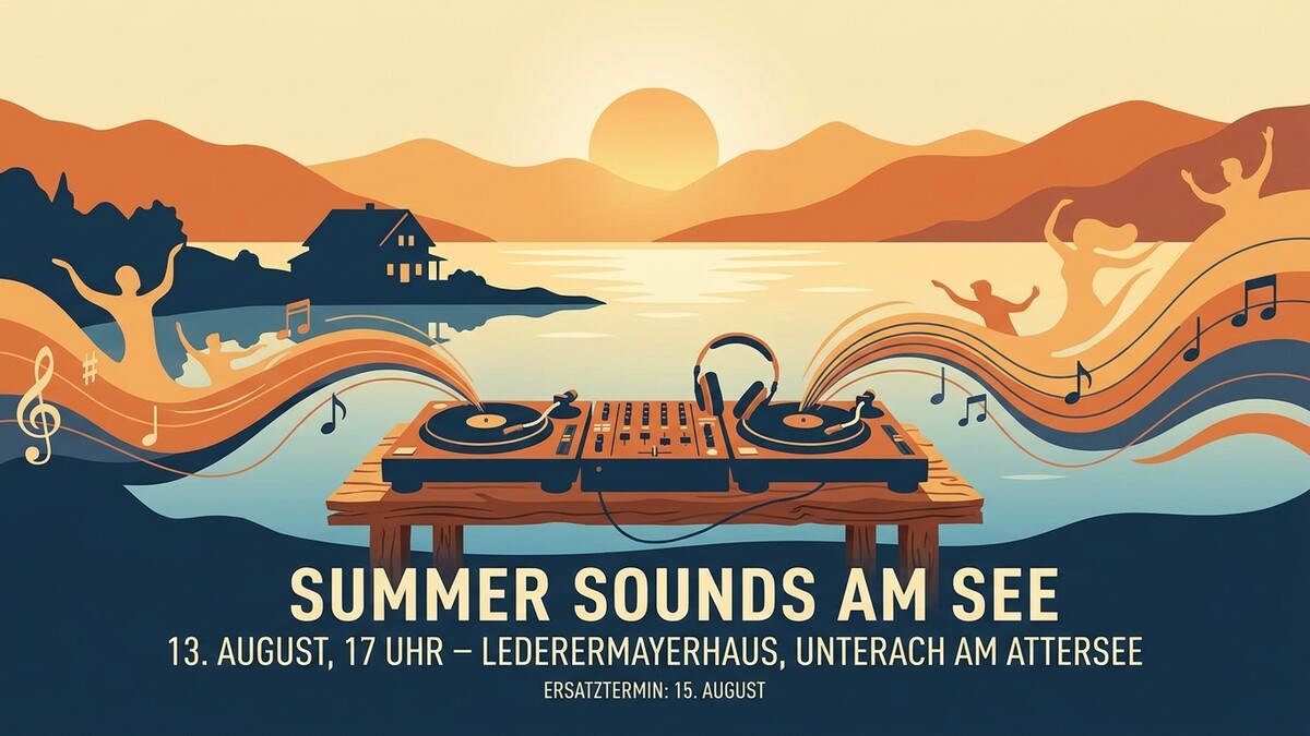 Summer Sounds am See: DJ-Pult mit Plattenspielern und Kopfhörern am Attersee