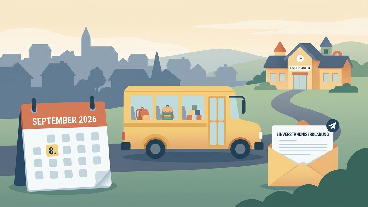 Schulbeginn September 2026: Kalender, Schulbus und Kindergarten mit Einverständniserklärung