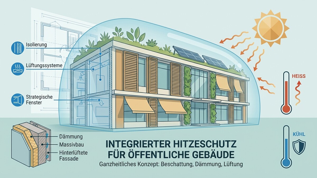 Integriertes Hitzeschutzkonzept für Gebäude: Isolierung, Lüftung, Fenster, Fassade