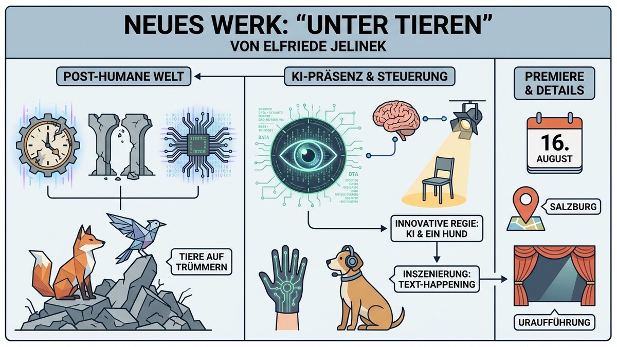 Elfriede Jelineks neues Werk "Unter Tieren" mit KI-Präsenz und Premiere in Salzburg