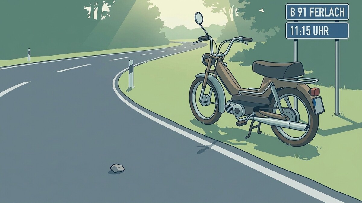 Moped auf der B 91 bei Ferlach, 11:15 Uhr, am Straßenrand