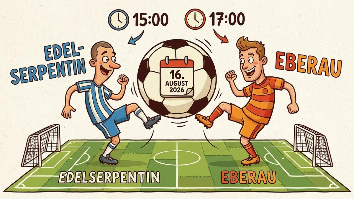 Fußball: Edelscherpentin gegen Eberau am 16. August 2026, 15:00 und 17:00 Uhr
