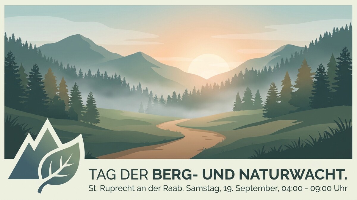Berg- und Naturwacht St. Ruprecht an der Raab, Morgensonne über nebelverhangenen Wäldern und Bergen