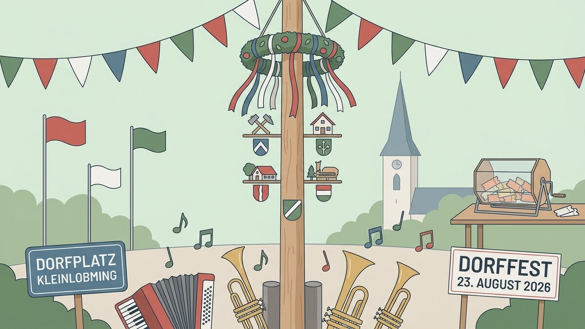 Dorffest Kleinlobming mit Maibaum, Blasmusik und Tombola am 23. August 2026