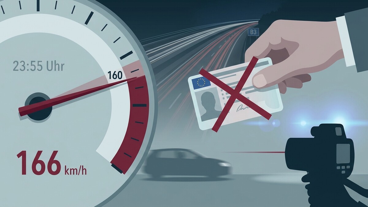 Führerschein beschlagnahmt wegen 166 km/h auf der Autobahn