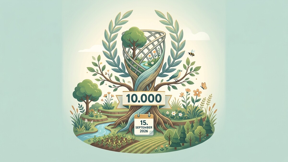 10.000 Bäume am 15. September 2026 in einer grünen Landschaft mit Fluss
