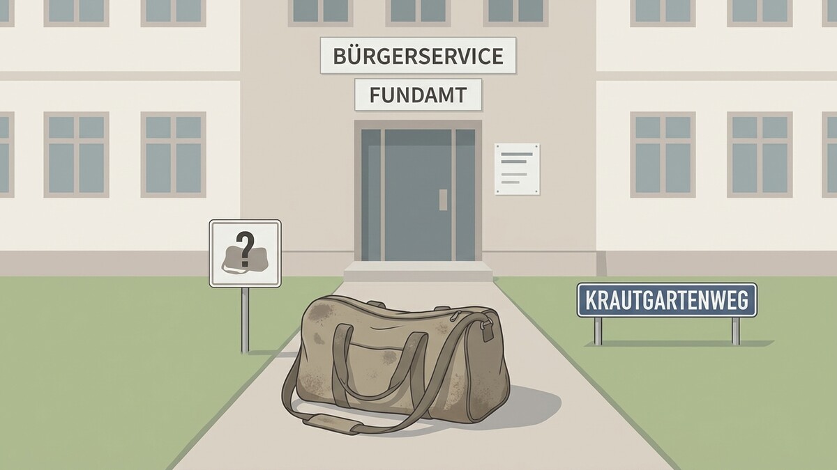 Tasche vor Bürgerservice Fundamt in Krautgartenweg