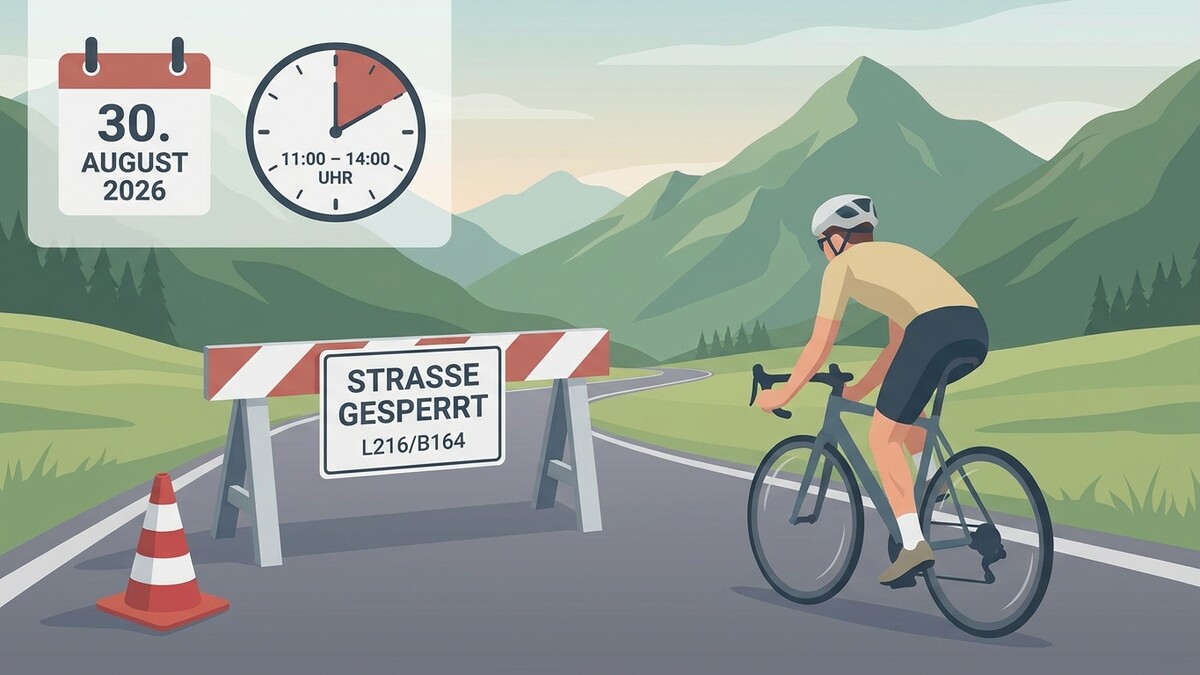 Straßensperre L216/B164 am 30. August 2026 von 11-14 Uhr mit Radfahrer