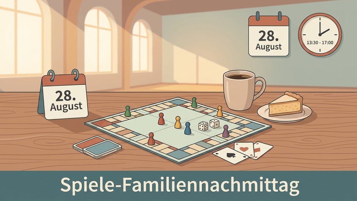 Spiele-Familiennachmittag am 28. August mit Brettspiel, Würfeln, Karten, Kaffee und Kuchen