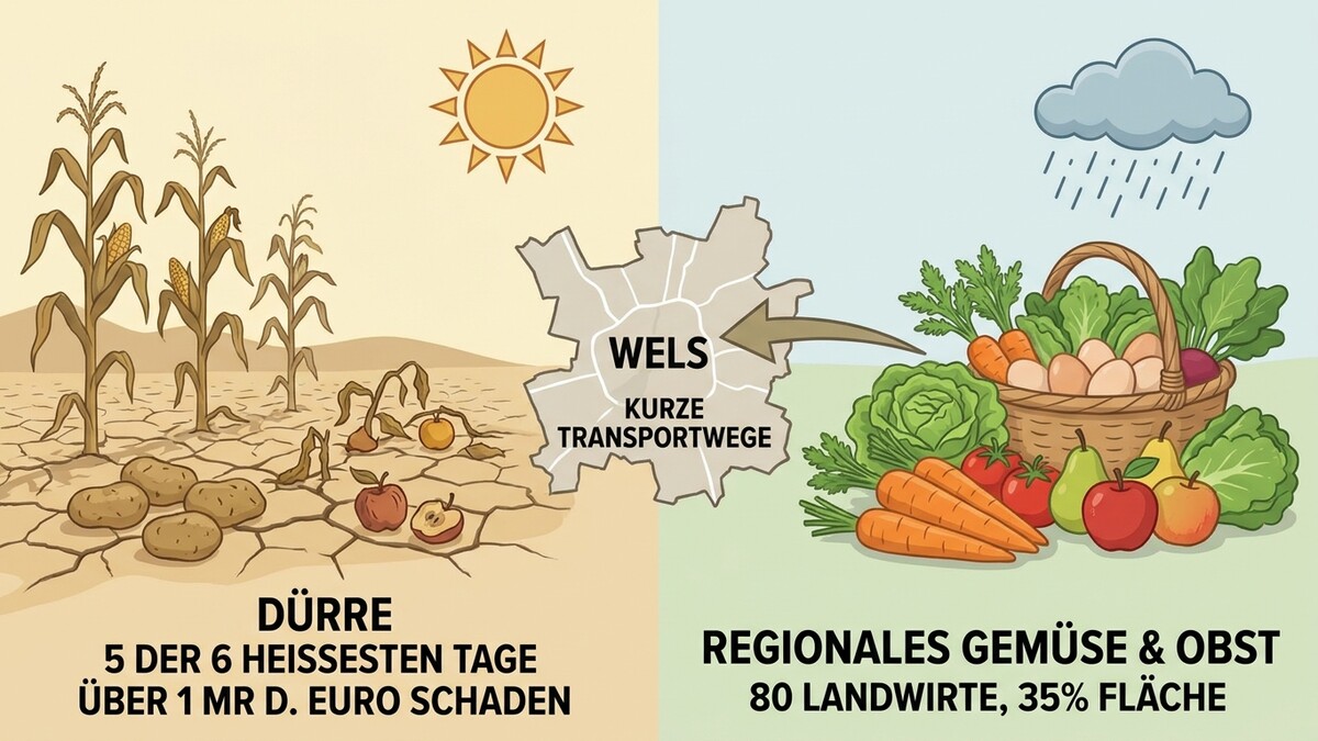 Dürre und regionales Gemüse & Obst bei Wels: Kurze Transportwege für Lebensmittel