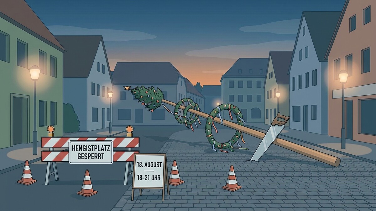 Maibaum mit Säge am Hengistplatz gesperrt, 18. August 18-21 Uhr