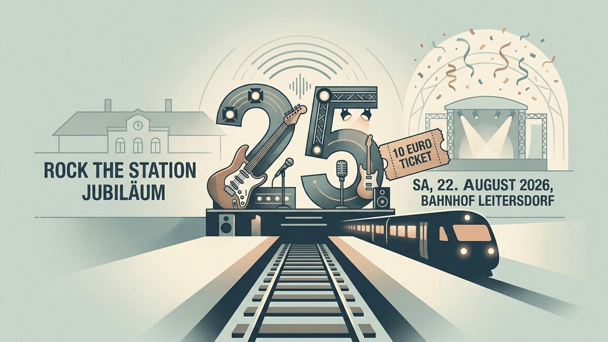 Rock the Station Jubiläum 25 Jahre Bahnhof Leittersdorf mit Konzertbühne und Zug