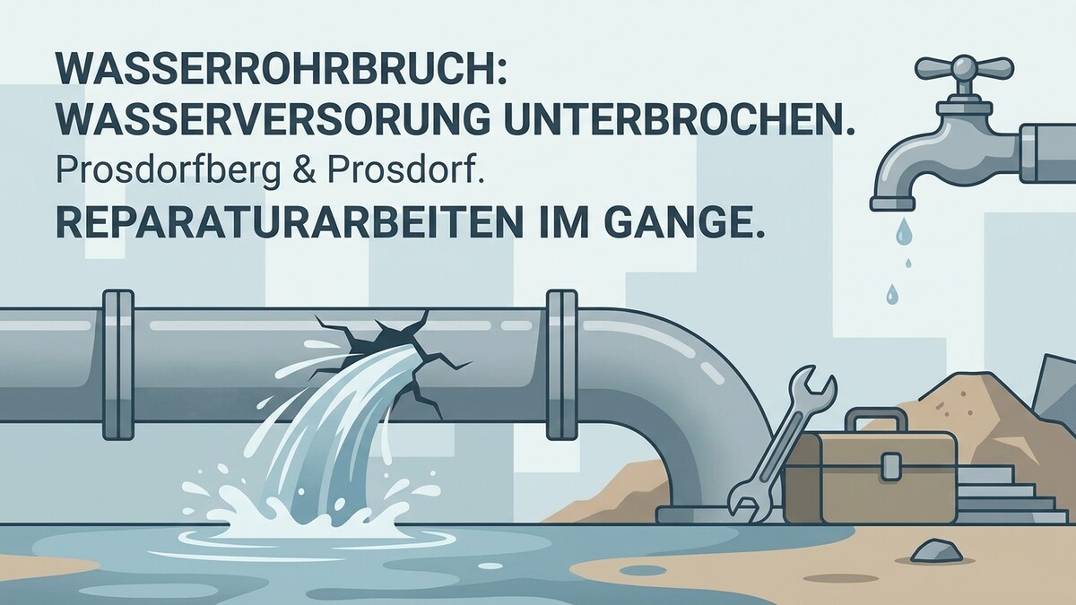 Wasserrohrbruch in Prosdorfberg & Prosdorf: Reparaturarbeiten im Gange.