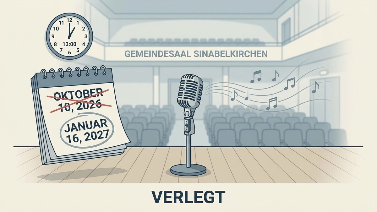 Gemeindesaal Sinabelkirchen: Kalender zeigt Verschiebung von Oktober 2026 auf Jänner 2027