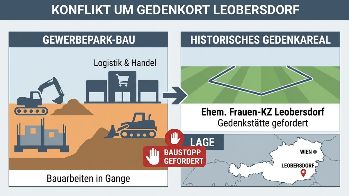 Gedenkort Leobersdorf: Bauarbeiten für Gewerbepark am Areal des ehemaligen Frauen-KZ