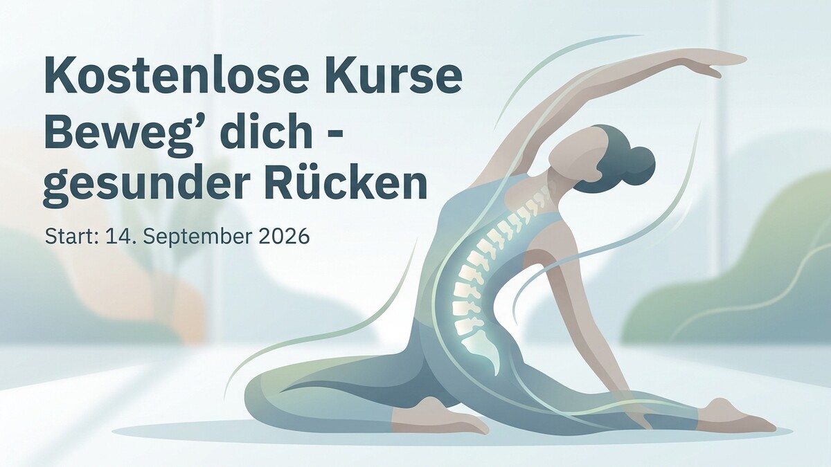 Gesunder Rücken: Illustration einer Frau in Yoga-Pose mit hervorgehobener Wirbelsäule