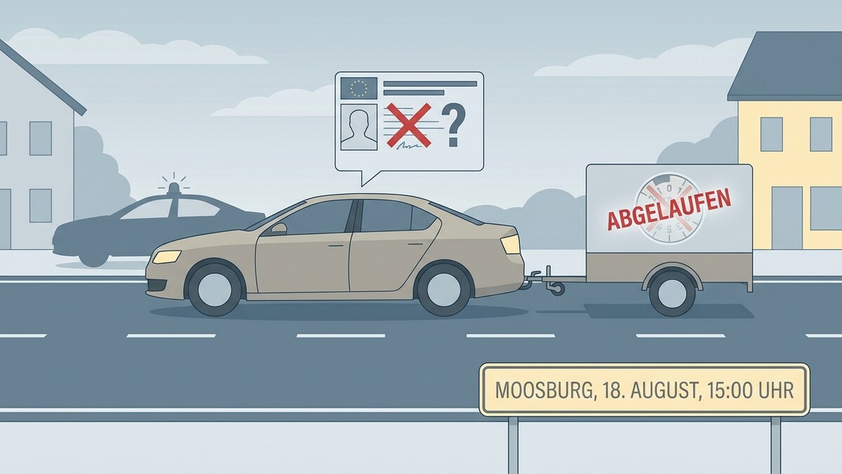 Führerschein abgelaufen: Polizeiauto verfolgt Auto mit Anhänger in Moosburg am 18. August um 15 Uhr