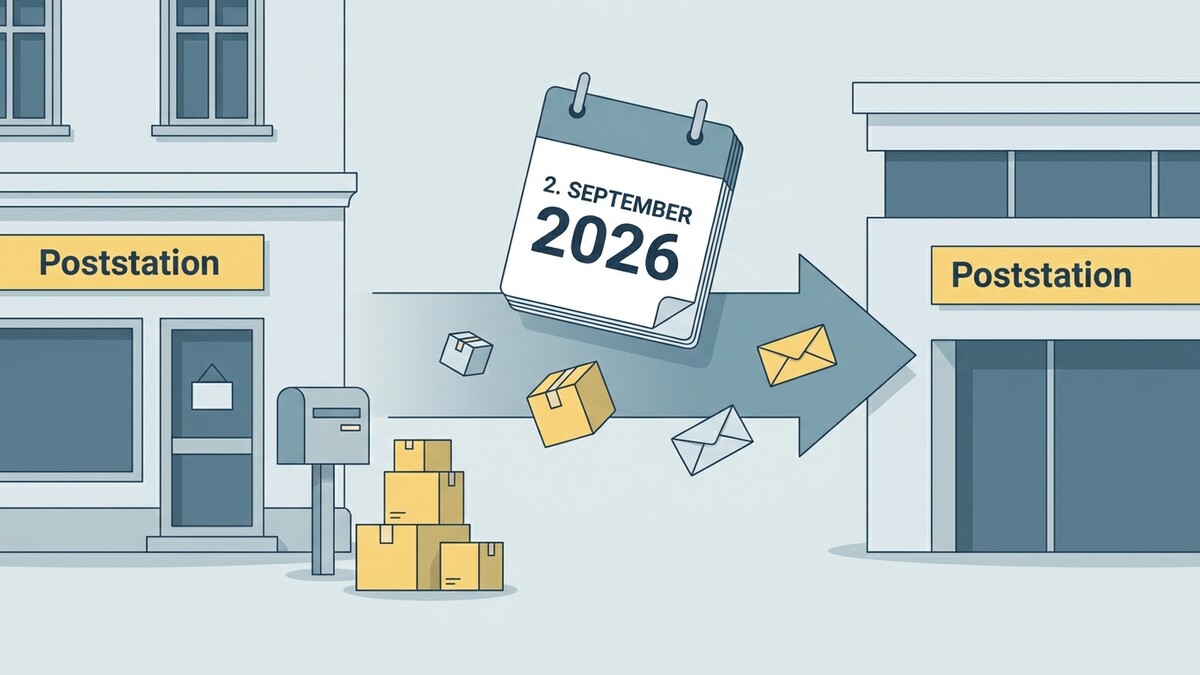 Poststation: Kalenderblatt mit 2. September 2026 und Paketen