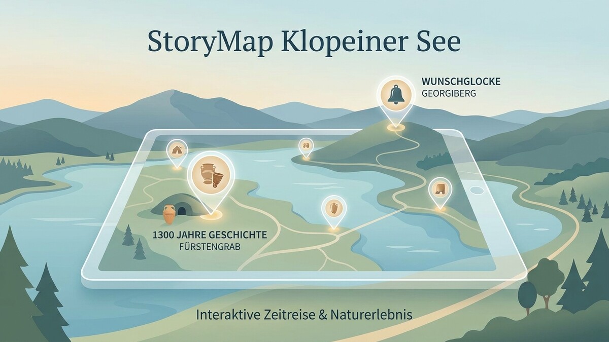 StoryMap Klopeiner See mit interaktiver Zeitreise und Naturschauplätzen