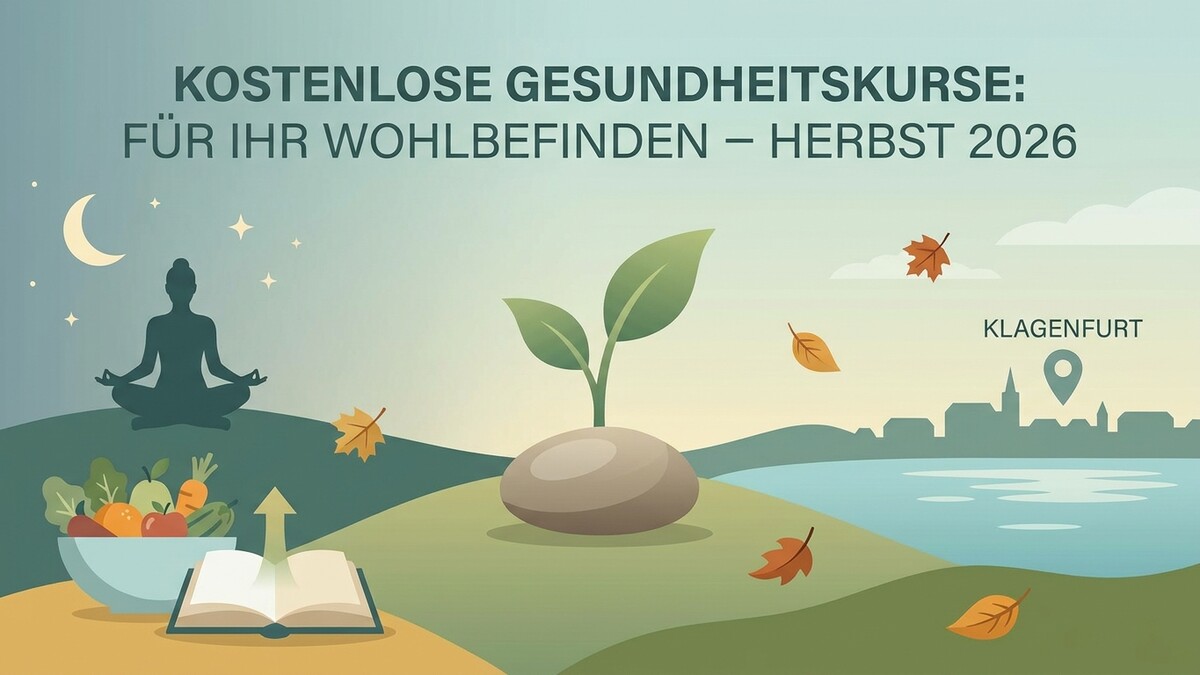 Gesundheitskurse Herbst 2026 in Klagenfurt mit Frau in Meditation und gesunder Ernährung