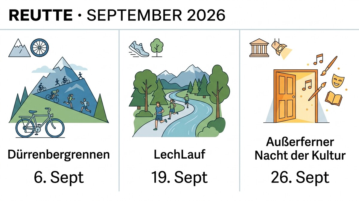 Reutte September 2026: Dürrenbergrennen, Lechlauf und Außerferner Nacht der Kultur