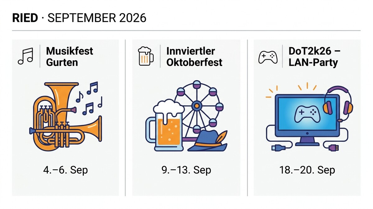 Ried: Musikfest, Oktoberfest und LAN-Party im September 2026