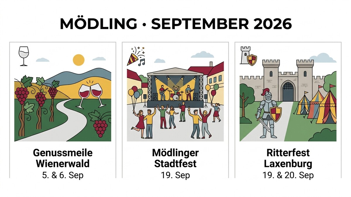 Mödling September 2026: Genussmeile Wienerwald, Mödlinger Stadtfest und Ritterfest Laxenburg