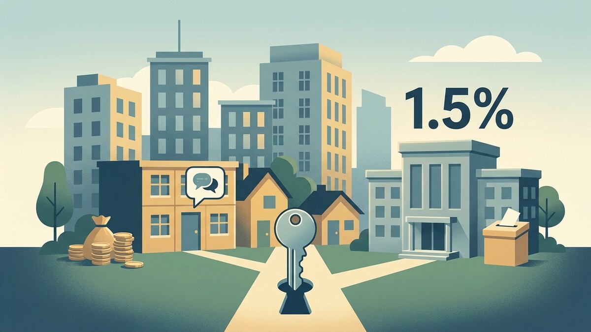Schlüssel zu Immobilien: Geld, Häuser und 1,5% Zinsen in der Stadt