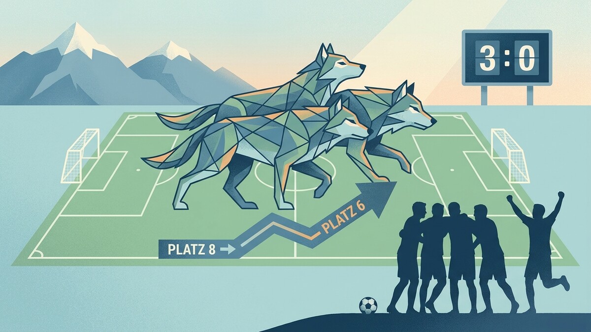 Fußball: Wölfe-Team klettert von Platz 8 auf Platz 6, Spielstand 3:0
