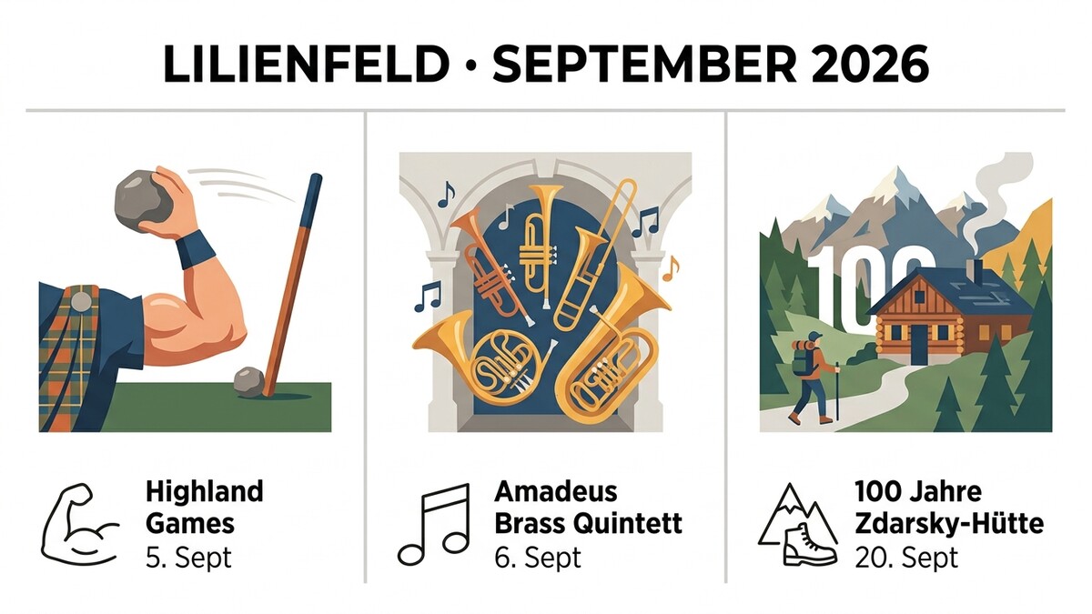 Lilienfeld: Highland Games, Amadeus Brass Quintett, 100 Jahre Zdarsky-Hütte September 2026