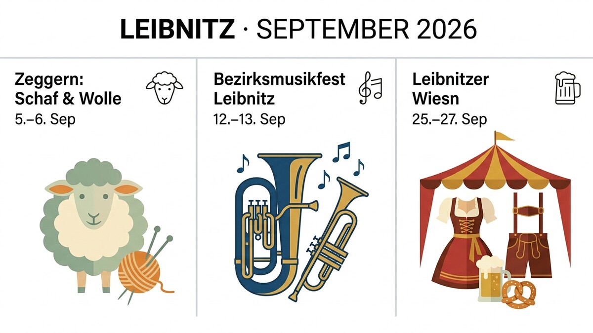 Leibnitz September 2026 Veranstaltungen: Schaf, Blasmusik und Wiesn