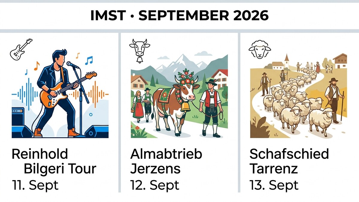 Almabtrieb Jerzens mit geschmückter Kuh und Schäfschied Tarrenz mit Schafherde in Imst