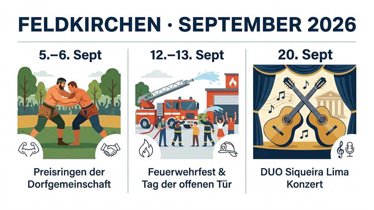 Feldkirchen September 2026: Preisringen, Feuerwehrfest und Konzert des DUO Siqueira Lima