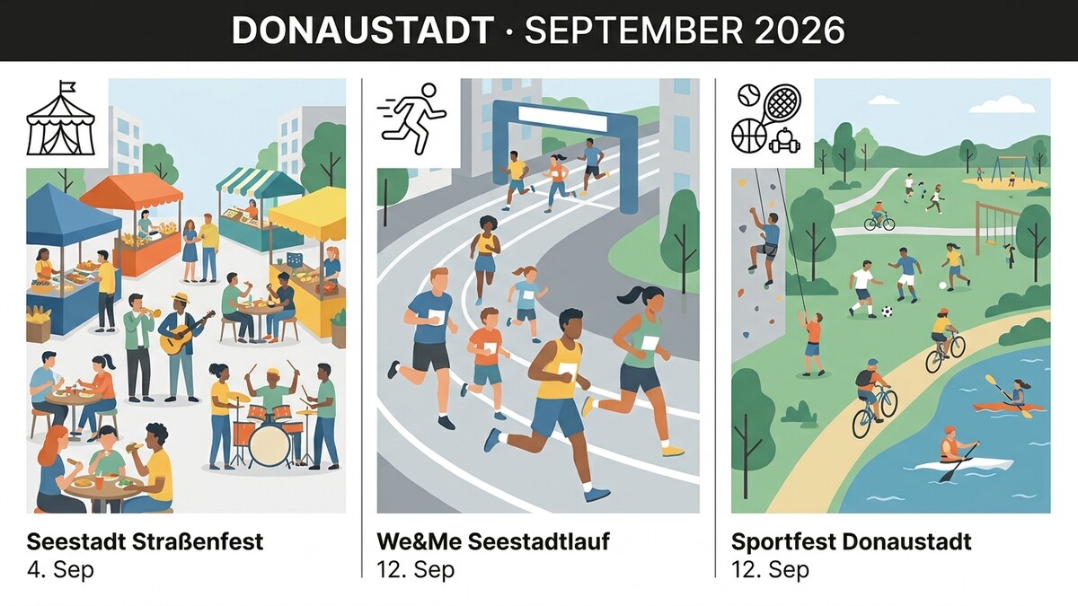 Donau-Veranstaltungen September 2026: Straßenfest, Seestadtlauf und Sportfest
