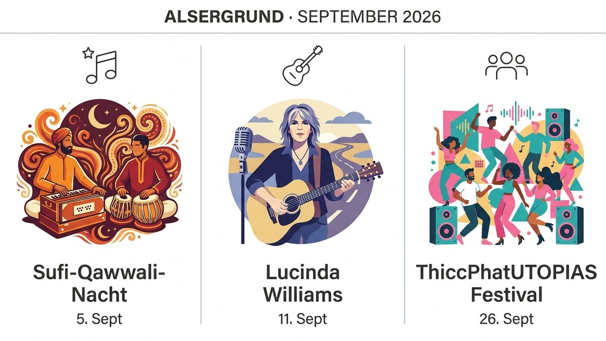 Lucinda Williams spielt Gitarre vor einem Mikrofon und einer Straße in Alsergrund.