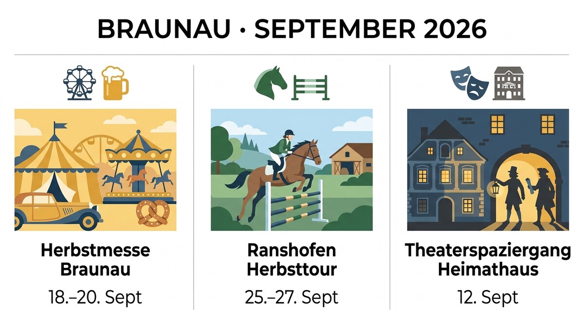 Braunau: Herbstmesse, Ranshofen Herbsttour, Theaterspaziergang Heimathaus im September 2026