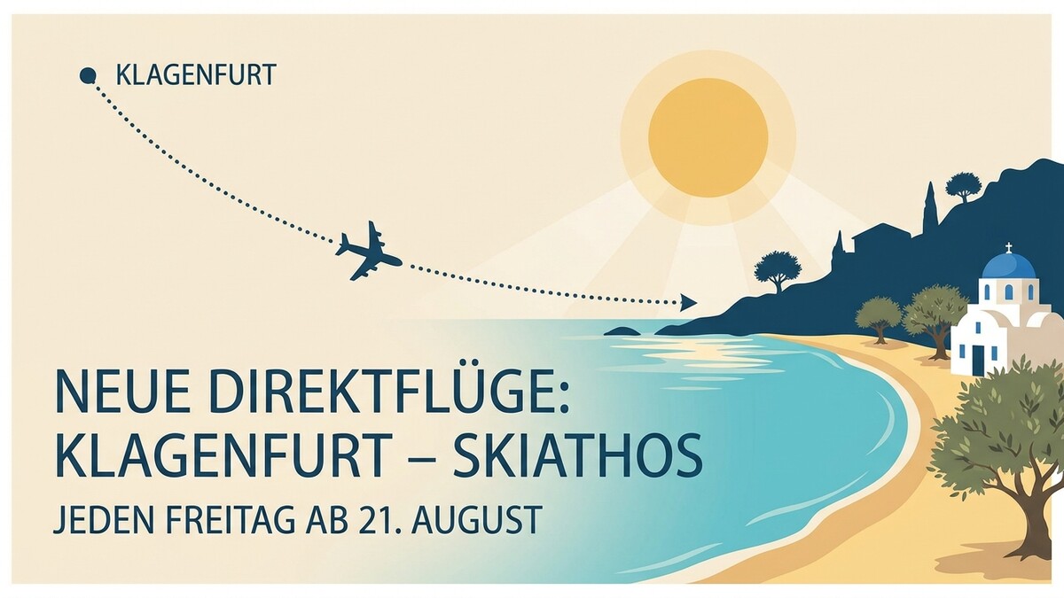 Klagenfurt: Neue Direktflüge nach Skiathos, jeden Freitag ab 21. August
