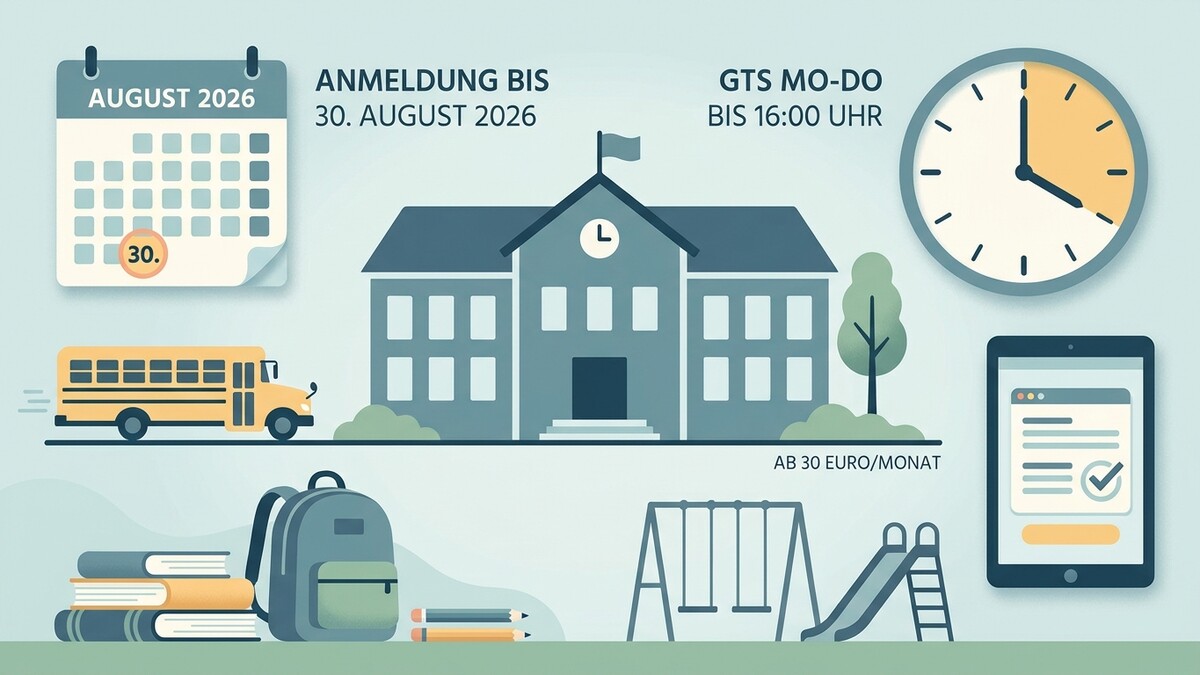 Schulbeginn August 2026: Anmeldung bis 30. August, GTS Mo-Do bis 16 Uhr