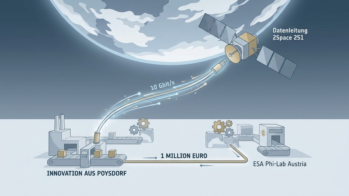 Satellit 2Space 251 sendet Daten mit 10 Gbit/s zur ESA Phi-Lab Austria und Innovation aus Poysdorf.