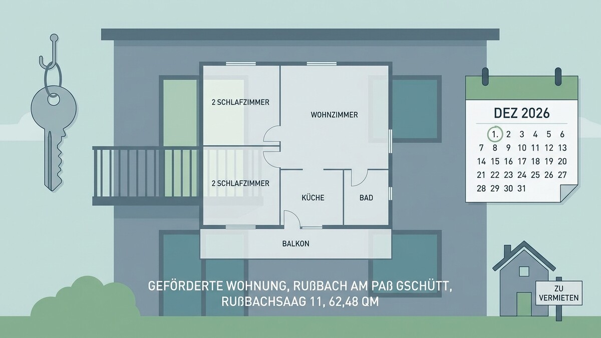 Wohnungsplan mit Schlüssel und Kalender, geförderte Wohnung in Rußbach am Paß Gschütt