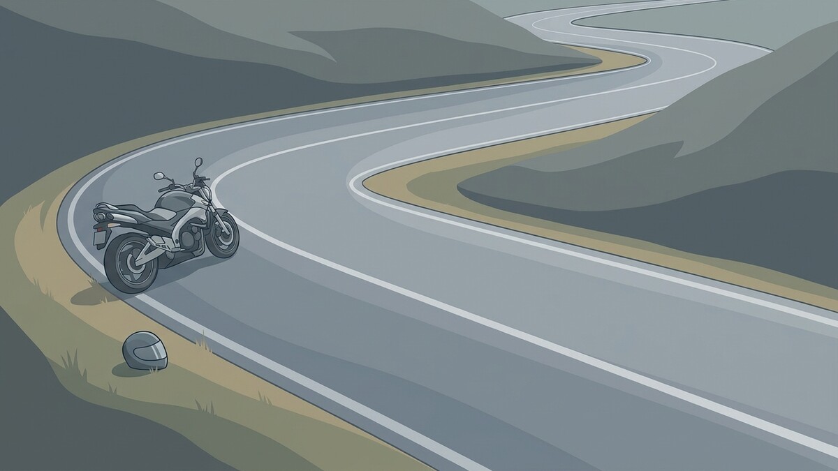 Motorrad mit Helm auf kurvenreicher Alpenstraße in Österreich