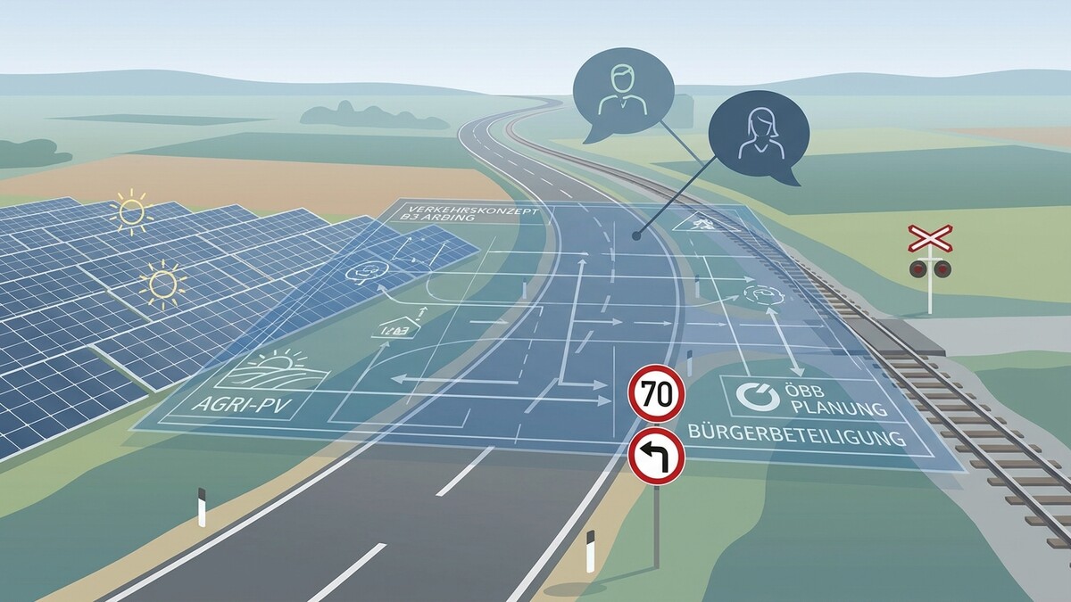 Verkehrskonzept B3 Arbing mit AGRI-PV, ÖBB Planung und Bürgerbeteiligung