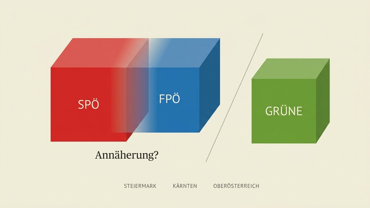 SPÖ und FPÖ nähern sich an, daneben die Grünen, Steiermark, Kärnten, Oberösterreich