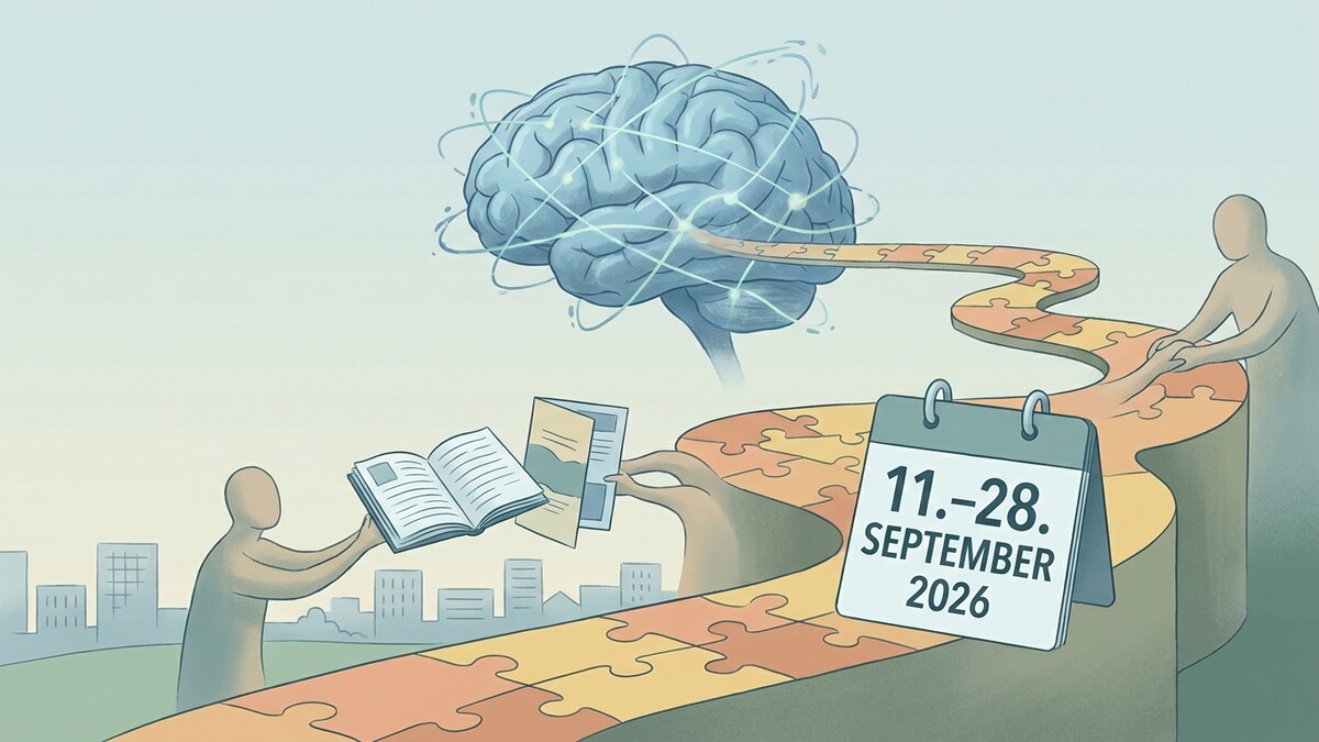 Gehirn-Symbolik mit Lernpfad und Kalender 11.-28. September 2026